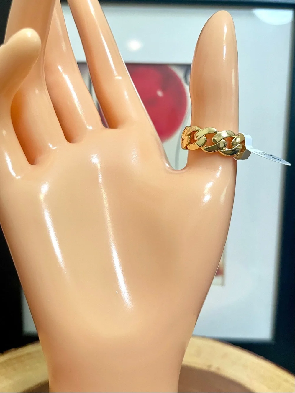 Monaco Chain Gold Statement Band Ring with CZ Pavé NWT Unisex
